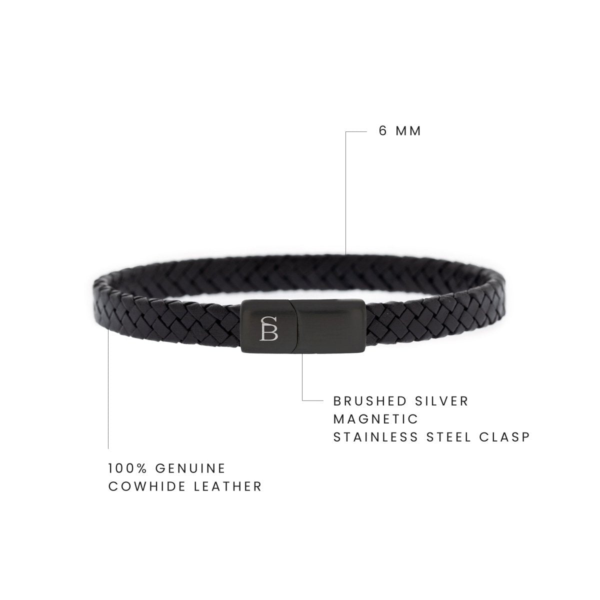 Black Edition Leather Bracelet Riley - STEEL & BARNETT