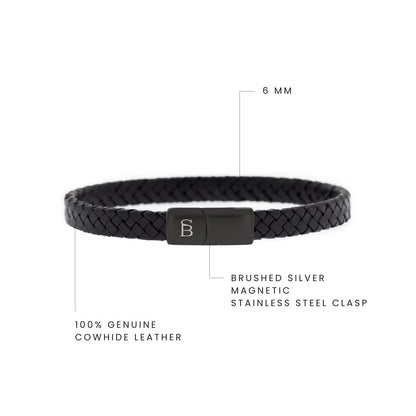 Black Edition Leather Bracelet Riley - STEEL & BARNETT