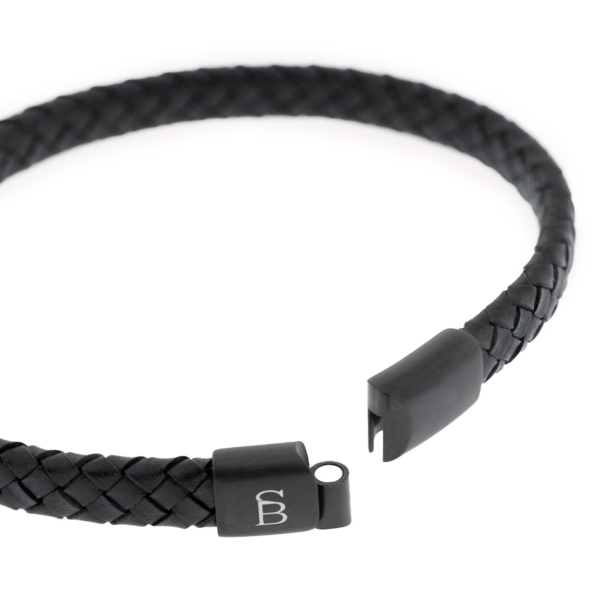 Black Edition Leather Bracelet Riley - STEEL & BARNETT