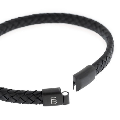 Black Edition Leather Bracelet Riley - STEEL & BARNETT