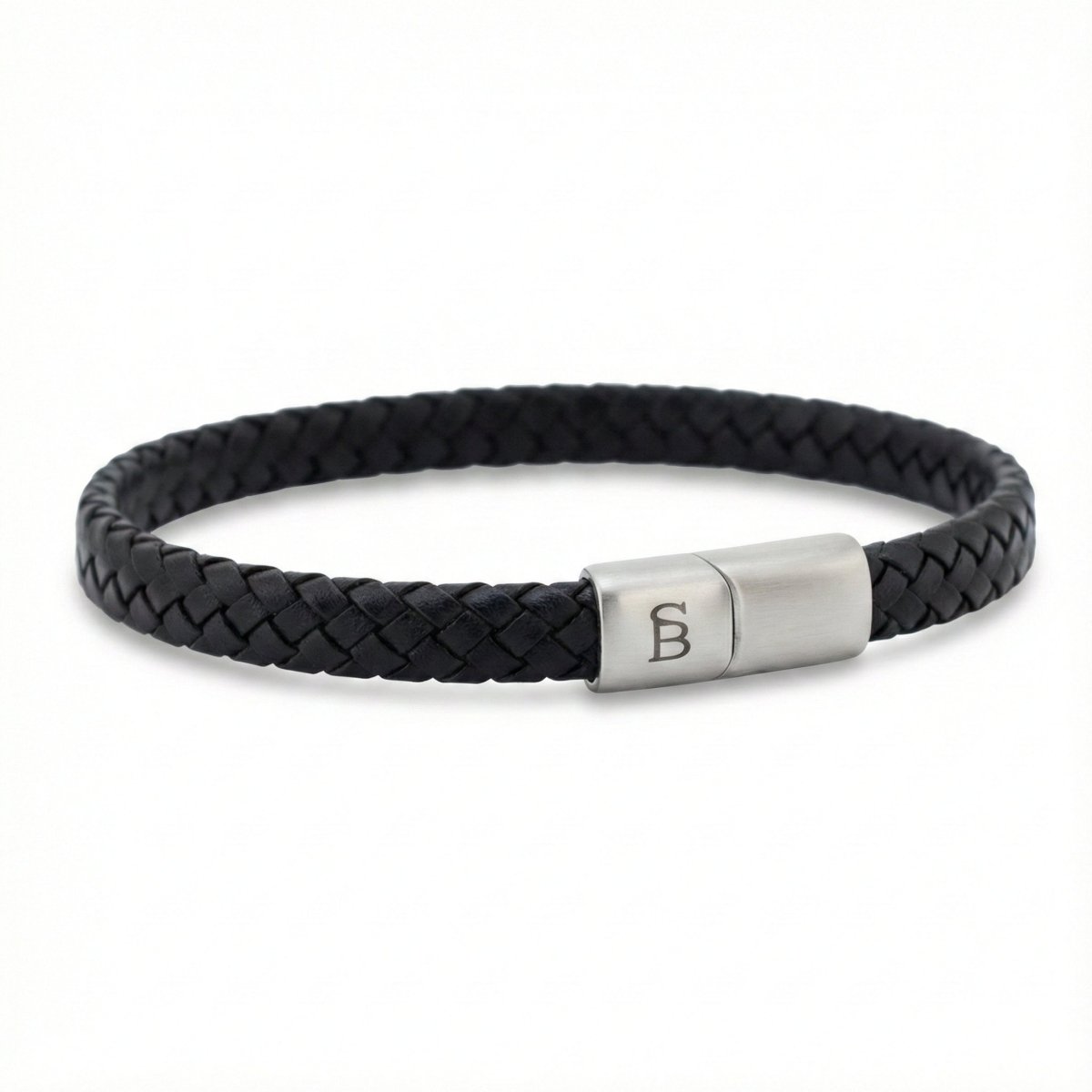 Black Leather Braided Bracelet For Men - STEEL & BARNETT