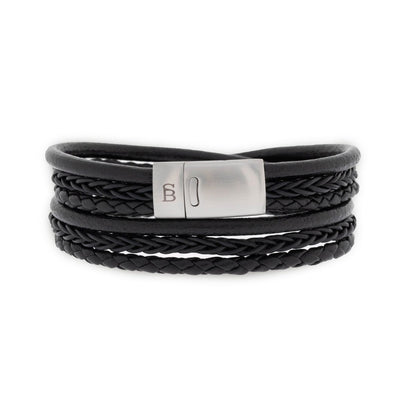 Bonacci Leather Bracelet Black - STEEL & BARNETT