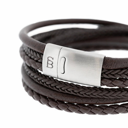 Bonacci Leather Bracelet Brown - STEEL & BARNETT