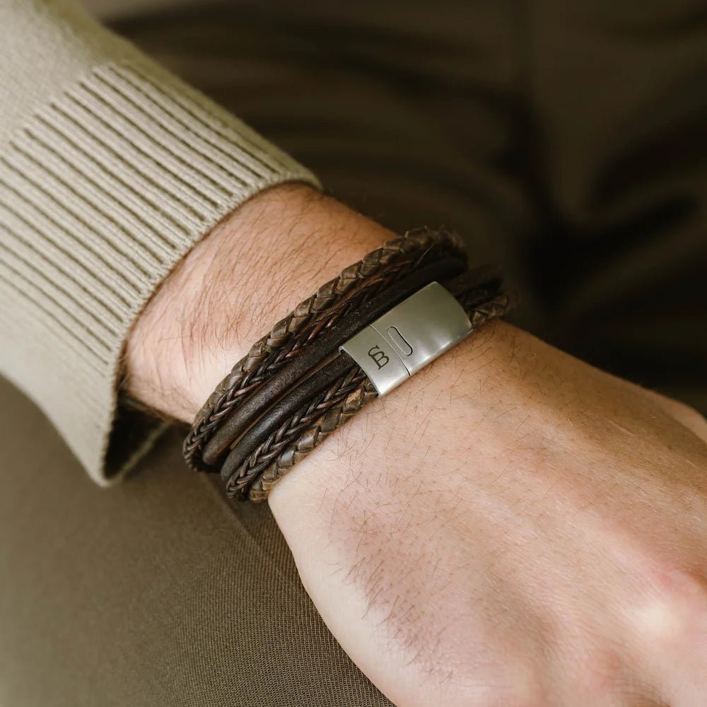 Bonacci Leather Bracelet Brown - STEEL & BARNETT