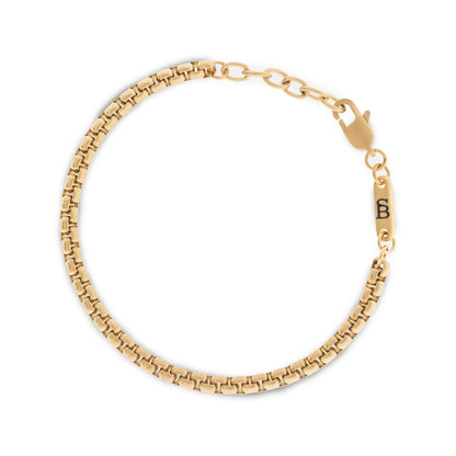 Boxed 4mm Chain Bracelet 18K Gold Adjustable - STEEL & BARNETT
