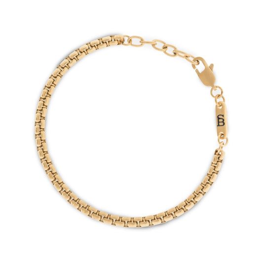 Boxed 4mm Chain Bracelet 18K Gold Adjustable - STEEL & BARNETT