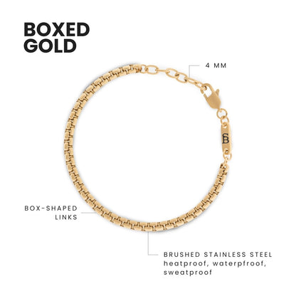 Boxed 4mm Chain Bracelet 18K Gold Adjustable - STEEL & BARNETT