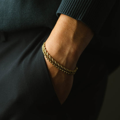 Boxed 4mm Chain Bracelet 18K Gold Adjustable - STEEL & BARNETT