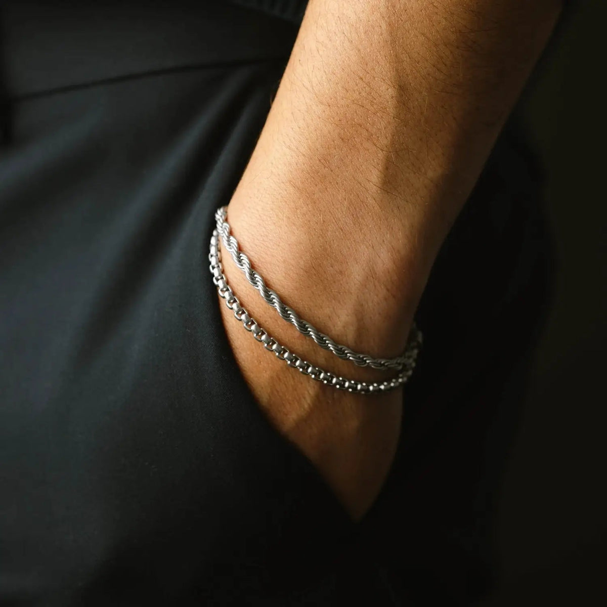 Boxed 4mm Chain Bracelet Silver Adjustable - STEEL & BARNETT