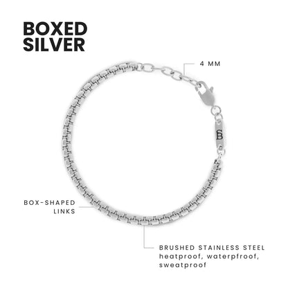 Boxed 4mm Chain Bracelet Silver Adjustable - STEEL & BARNETT