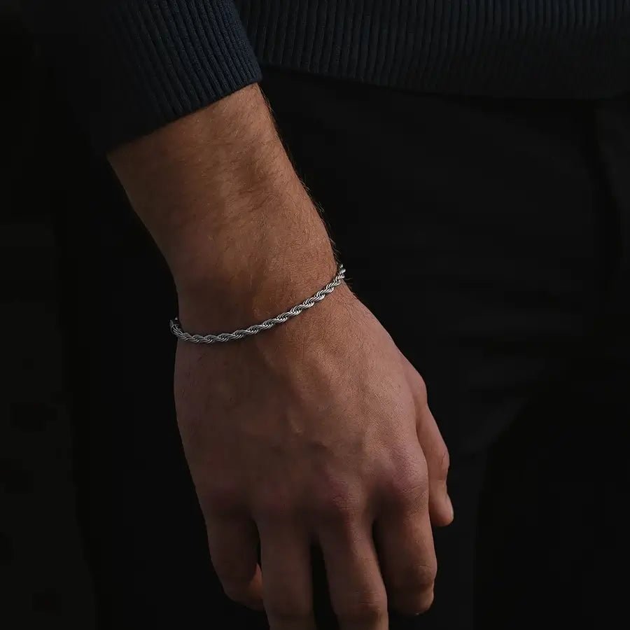 Boxed 4mm Chain Bracelet Silver Adjustable - STEEL & BARNETT