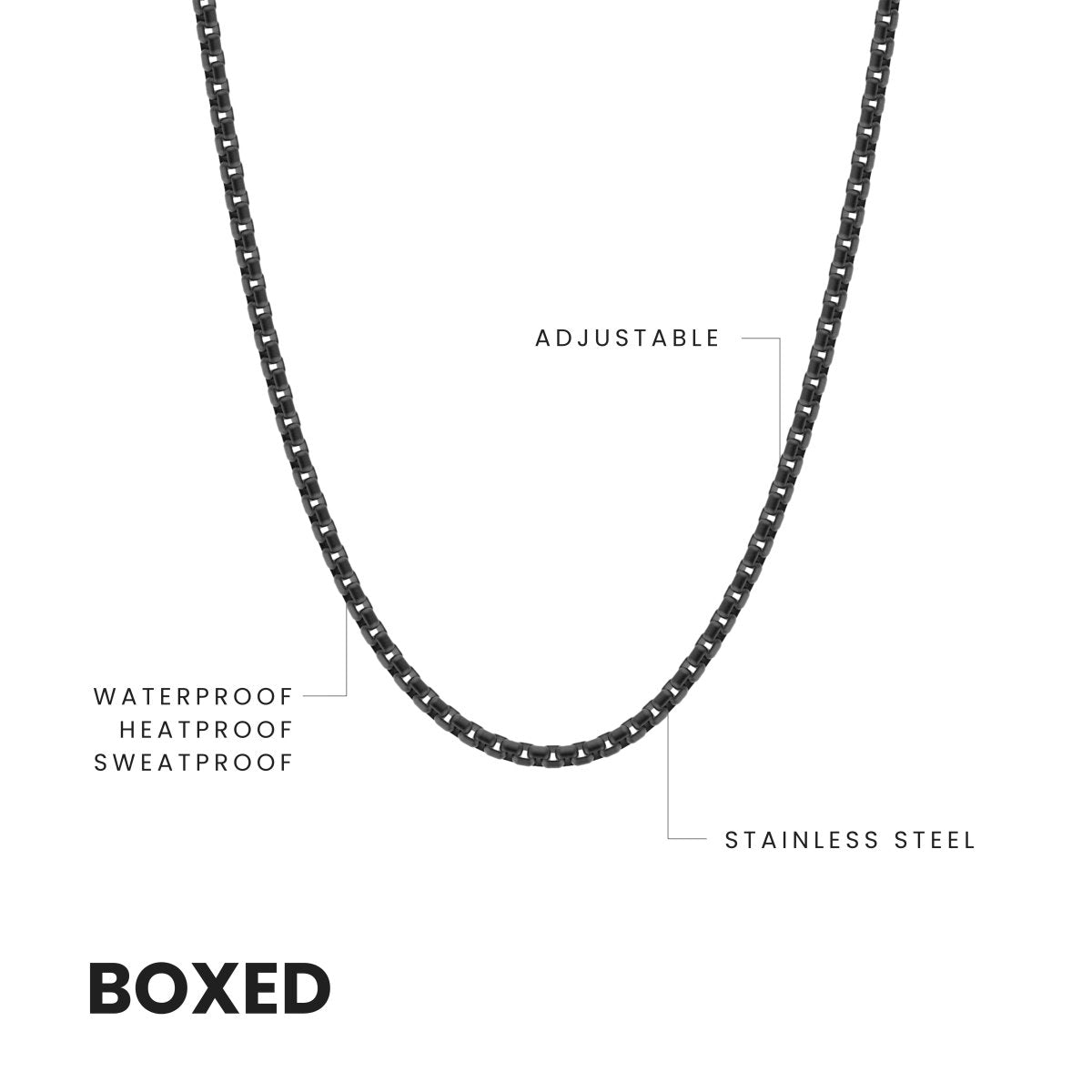Stainless Steel Black Box Chain Necklace