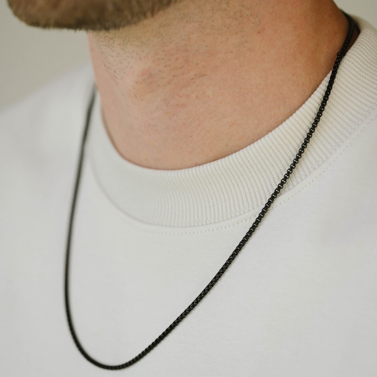 Stainless Steel Black Box Chain Necklace