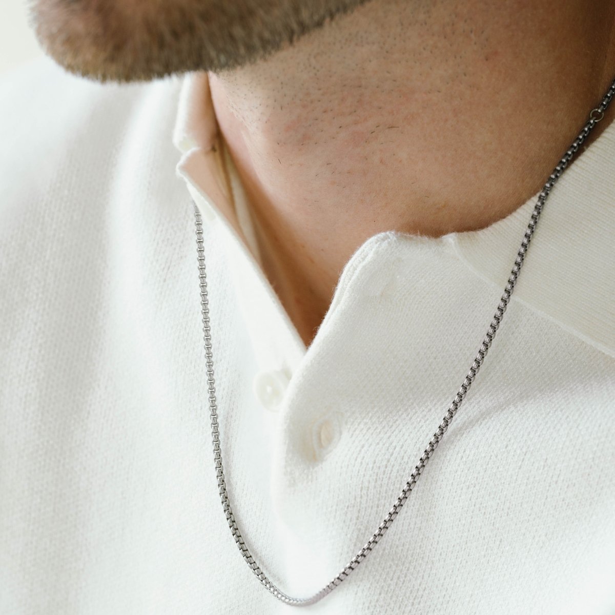 Boxed Chain Necklace Silver Adjustable 50 - 60cm/20 - 24' - STEEL & BARNETT