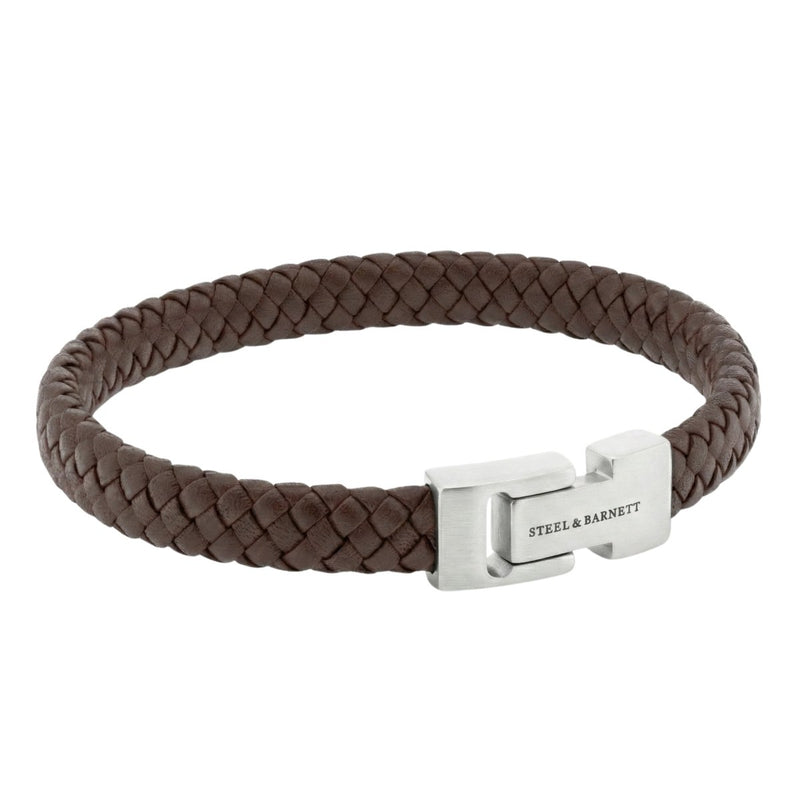 Brown Braided Leather Men's Bracelet