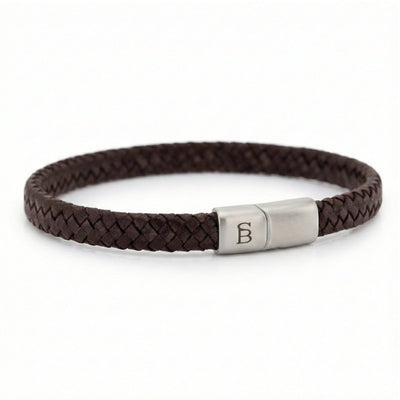 Brown Leather Braided Bracelet For Men