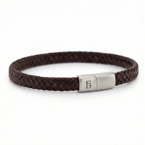 Brown Leather Braided Bracelet For Men