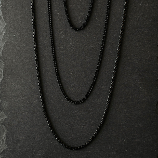 Collier Chaîne Minimal Noir Réglable 50-60cm/20-24'