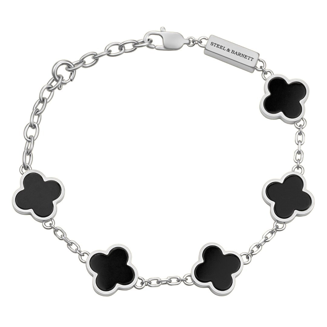Clover Gemstone Bracelet Black Onyx – STEEL & BARNETT