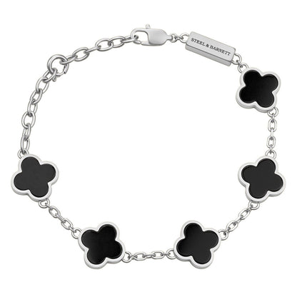 Clover Gemstone Bracelet Black Onyx - STEEL & BARNETT