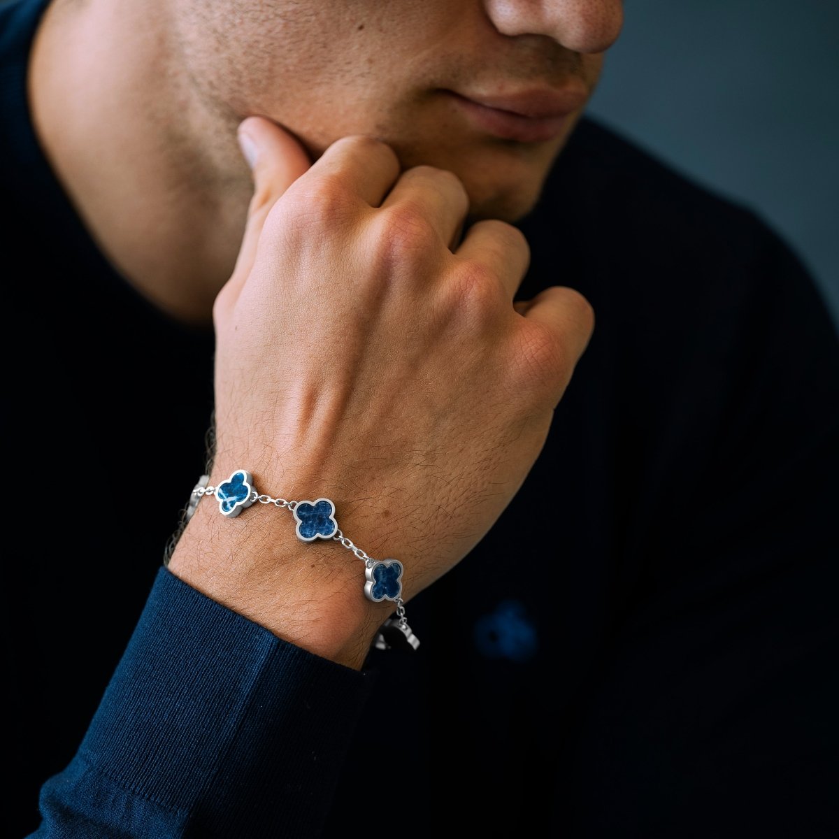 Clover Gemstone Bracelet Sodalite - STEEL & BARNETT