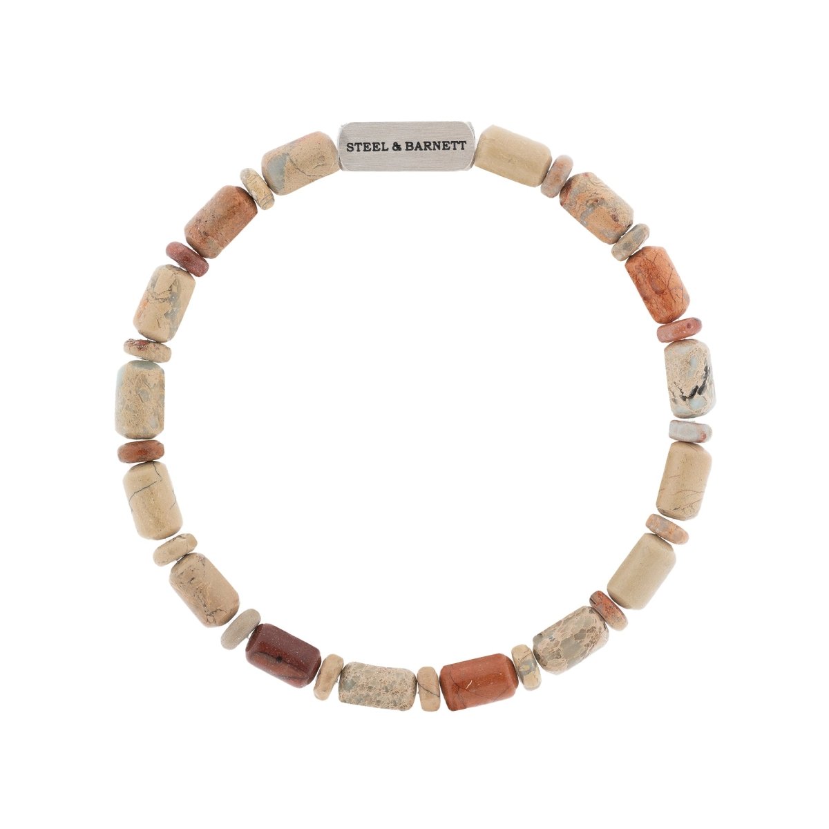Colourful Cal Barrel Gemstone Bracelet Aqua Terra - STEEL & BARNETT