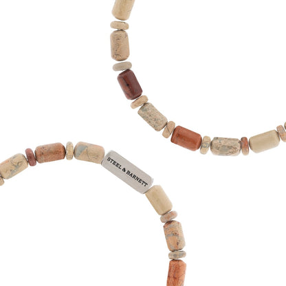 Colourful Cal Barrel Gemstone Bracelet Aqua Terra - STEEL & BARNETT