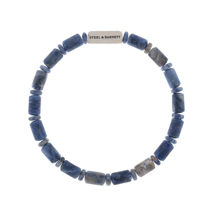 Colourful Cal Barrel Gemstone Bracelet Matt Sodalite - STEEL & BARNETT