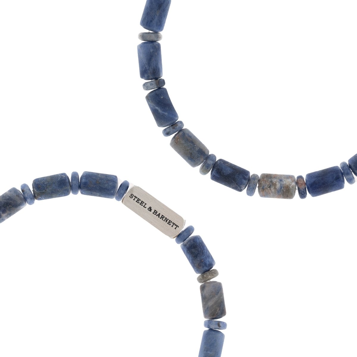 Colourful Cal Barrel Gemstone Bracelet Matt Sodalite - STEEL & BARNETT