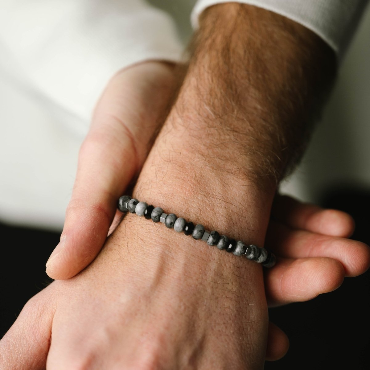 Cyrus Gemstone Bracelet Graphite Adjustable - STEEL & BARNETT