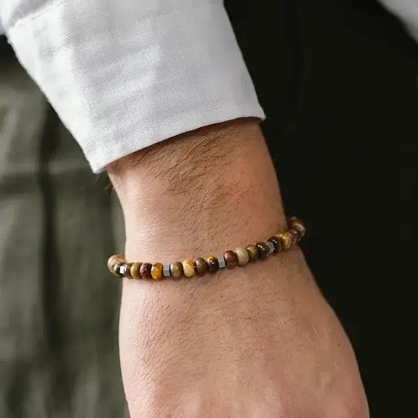 Cyrus Gemstone Bracelet Terracotta Adjustable - STEEL & BARNETT