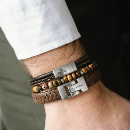 Cyrus Gemstone Bracelet Terracotta Adjustable - STEEL & BARNETT