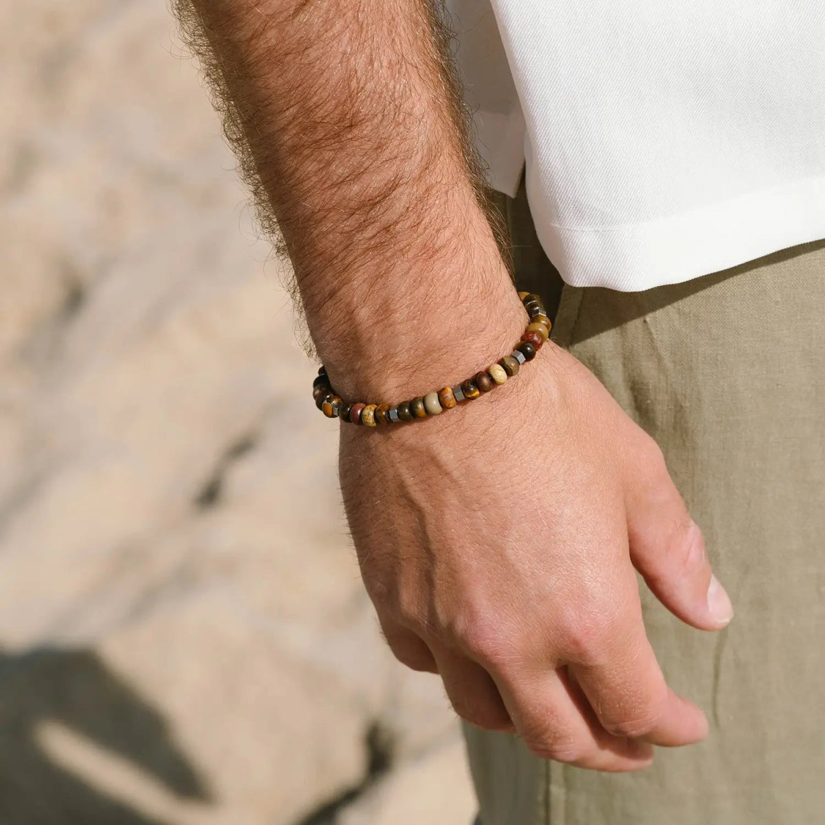 Cyrus Gemstone Bracelet Terracotta Adjustable - STEEL & BARNETT