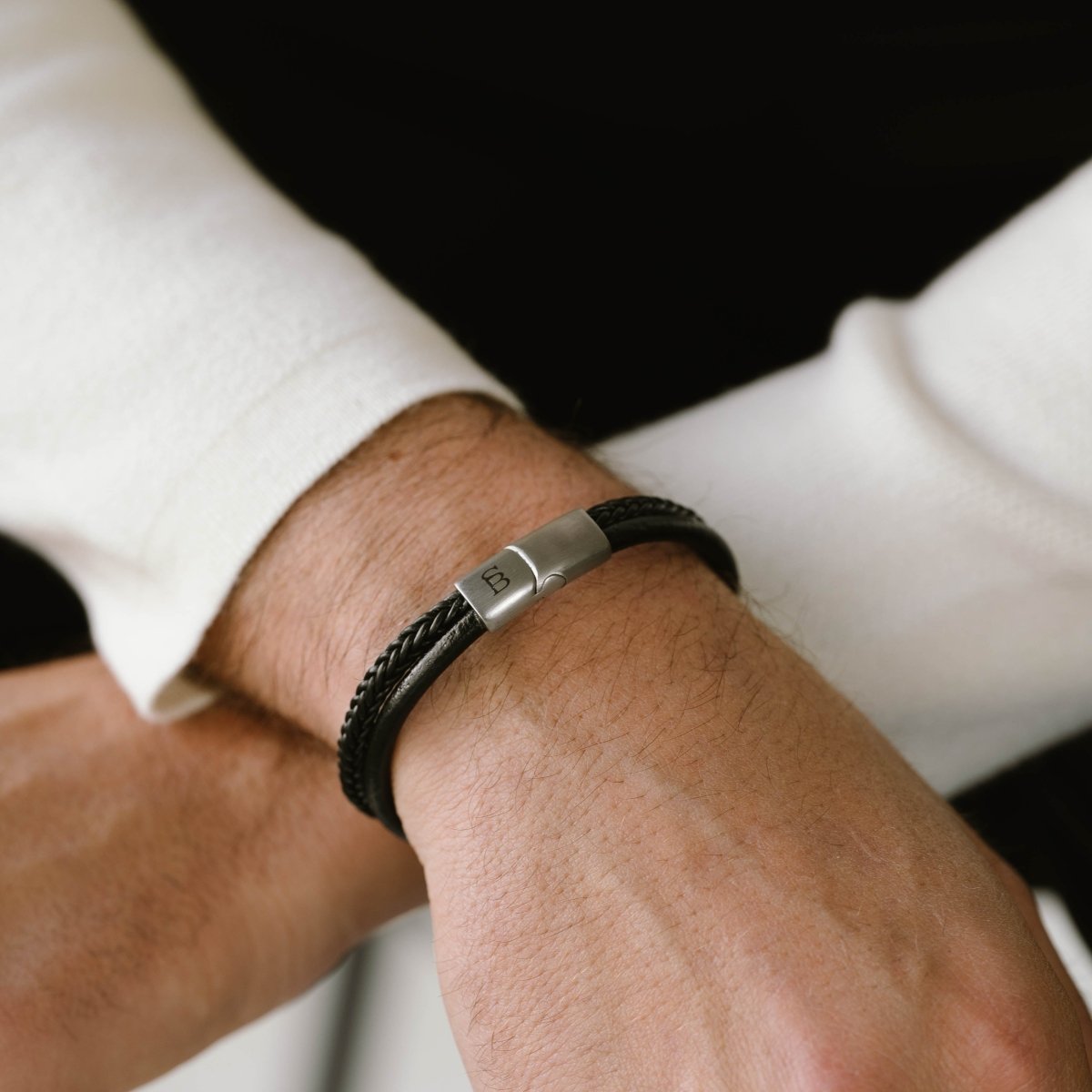 Denby Leather Bracelet Black - STEEL & BARNETT