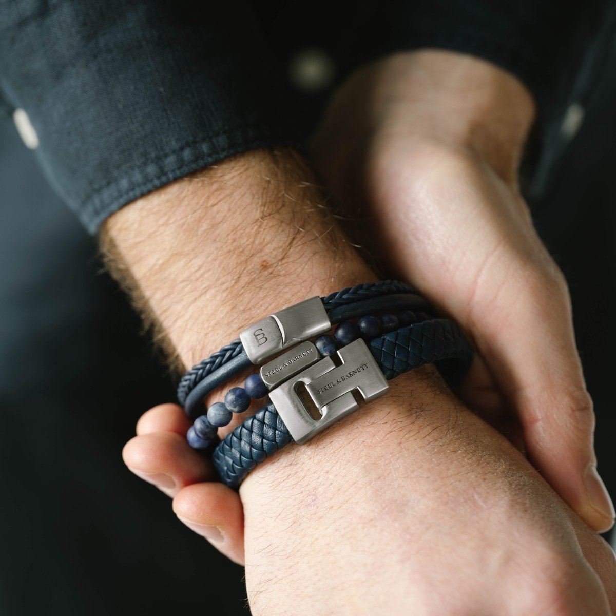 Denby Leather Bracelet Blue - STEEL & BARNETT
