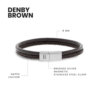 Denby Leather Bracelet Brown - STEEL & BARNETT
