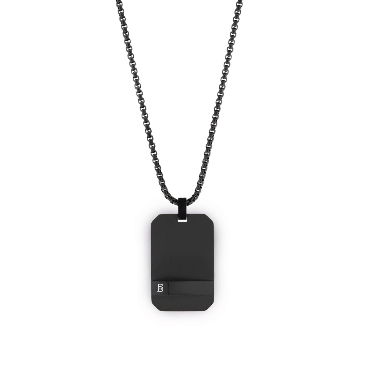 Dogtag Necklace Black Adjustable 60 - 70cm/24 - 28' - STEEL & BARNETT
