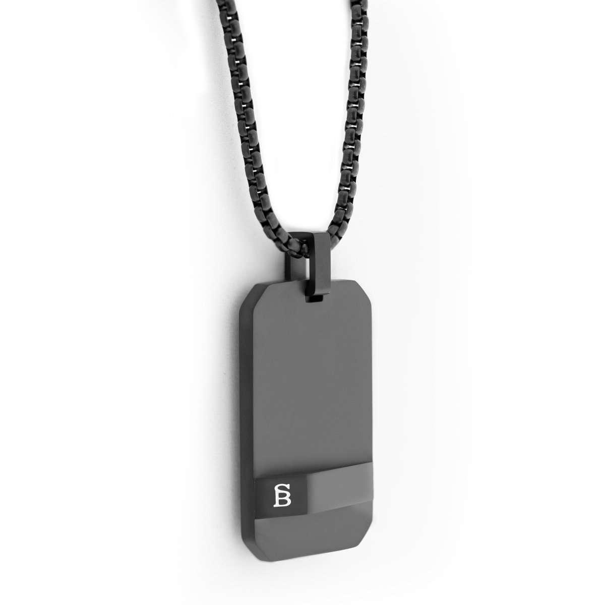 Dogtag Necklace Black Adjustable 60 - 70cm/24 - 28' - STEEL & BARNETT