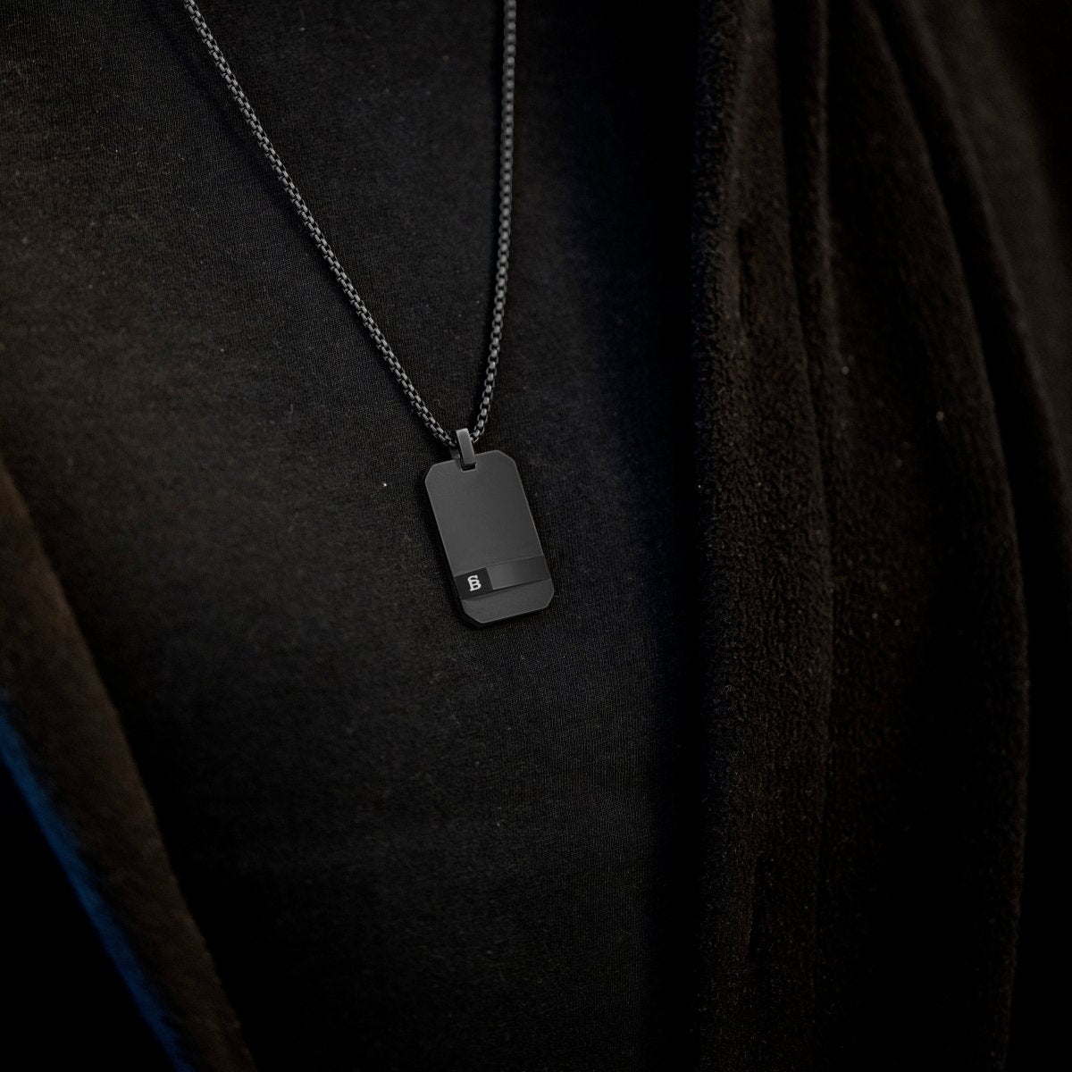 Dogtag Necklace Black Adjustable 60 - 70cm/24 - 28' - STEEL & BARNETT