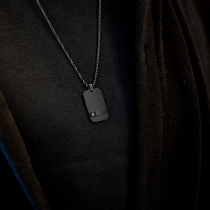 Dogtag Necklace Black Adjustable 60 - 70cm/24 - 28' - STEEL & BARNETT