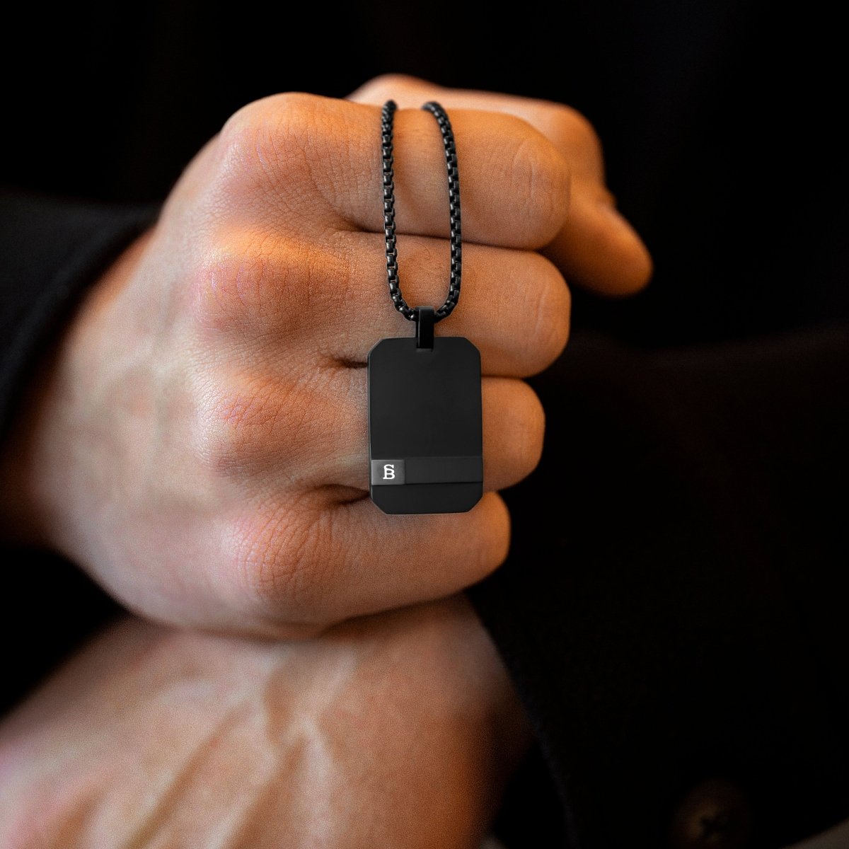 Dogtag Necklace Black Adjustable 60 - 70cm/24 - 28' - STEEL & BARNETT