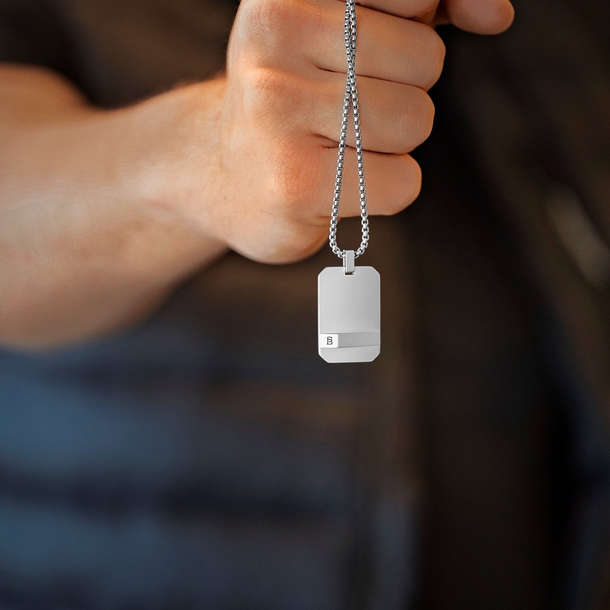 Dogtag Necklace Silver Adjustable 60 - 70cm/24 - 28' - STEEL & BARNETT