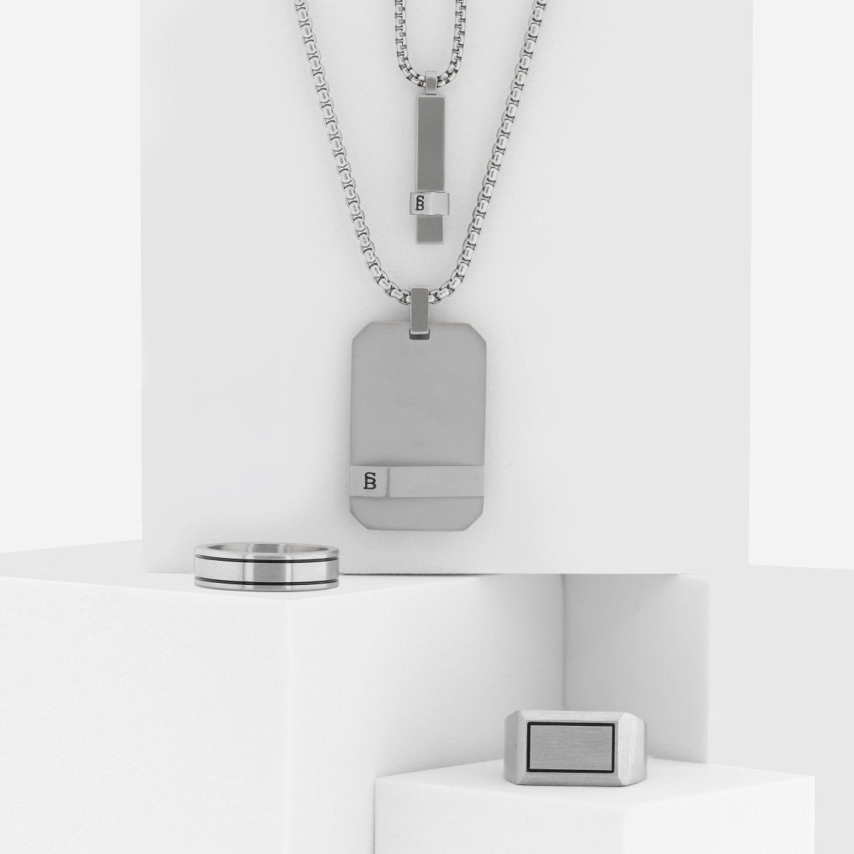 Dogtag Necklace Silver Adjustable 60 - 70cm/24 - 28' - STEEL & BARNETT