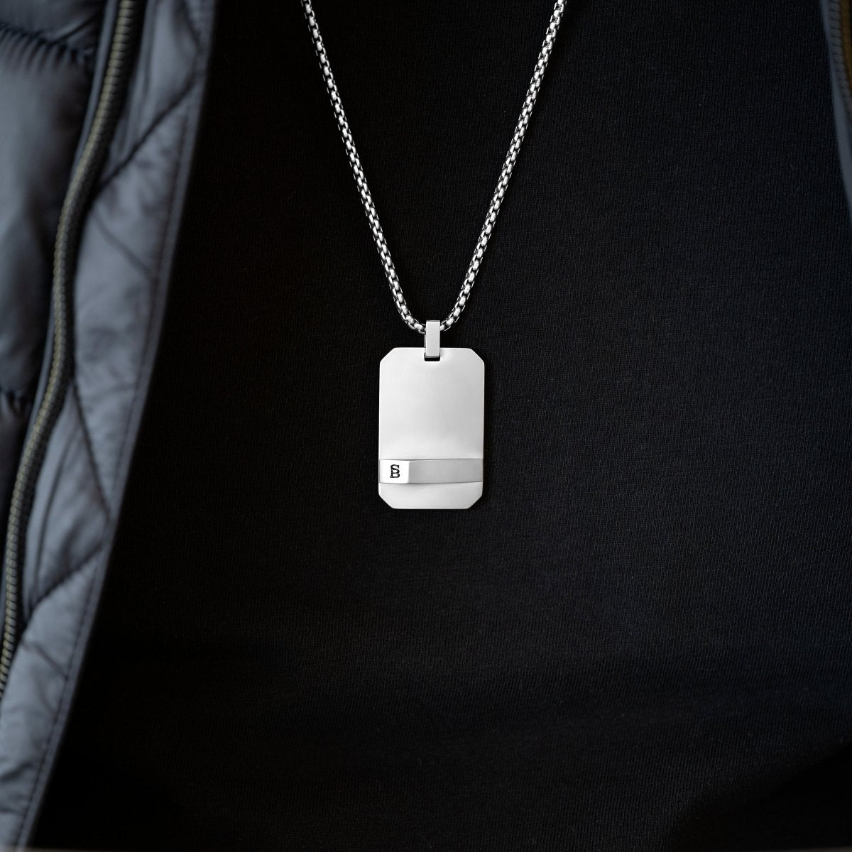 Dogtag Necklace Silver Adjustable 60 - 70cm/24 - 28' - STEEL & BARNETT