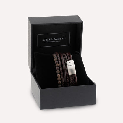 brown leather bracelet for men gift set for him
