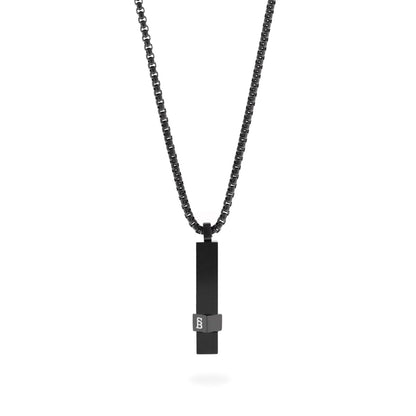 Elemental Bar Necklace Black Adjustable 60 - 70cm/24 - 28' - STEEL & BARNETT