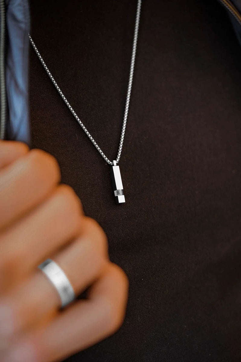 Elemental Bar Necklace Silver Adjustable 60 - 70cm/24 - 28' - STEEL & BARNETT