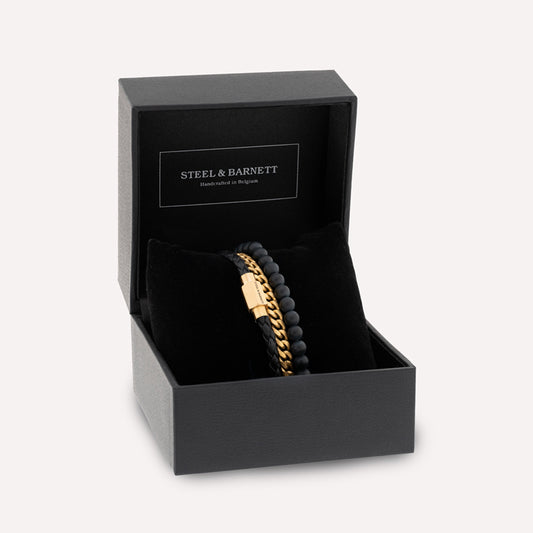 Black/18K Gold Bracelet Set
