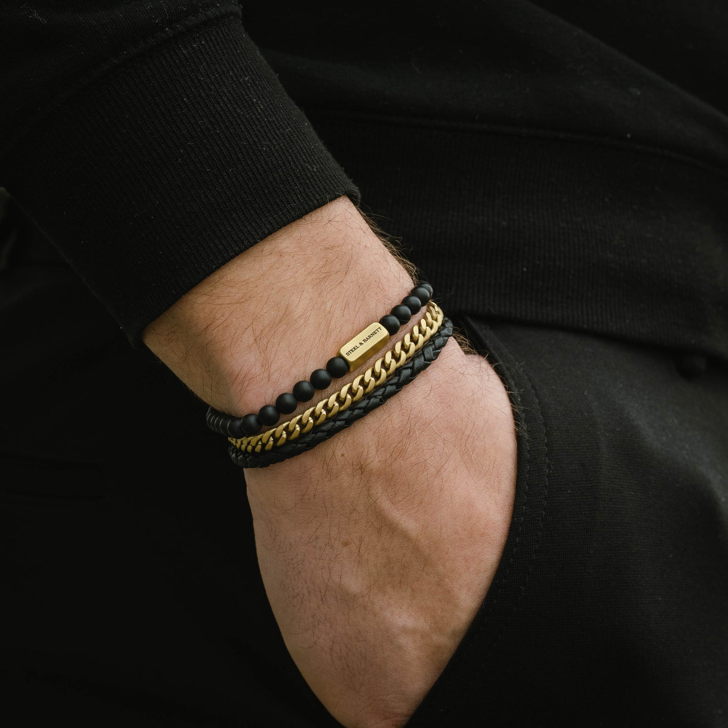 Black/18K Gold Bracelet Set