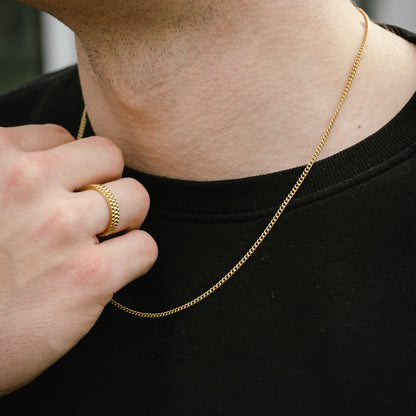 Minimal Halskette & Ring Set Gold